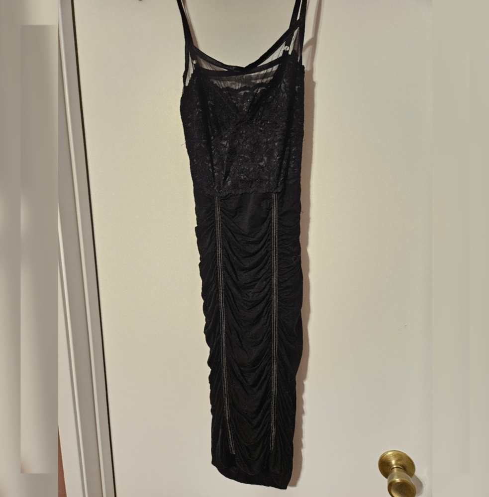 Pinup Black Lace Mesh Evening Dress